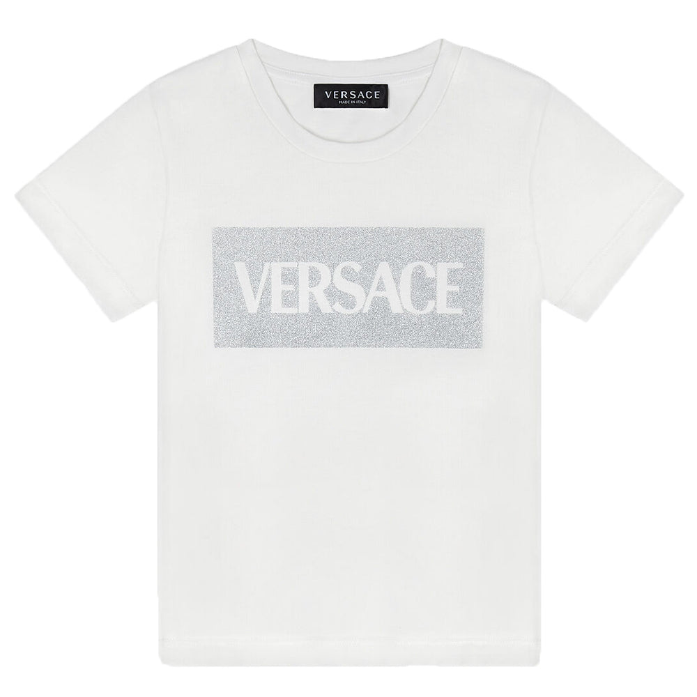 Versace Girls Logo Print T-Shirt White