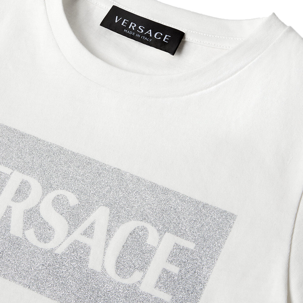 Versace Girls Logo Print T-Shirt White