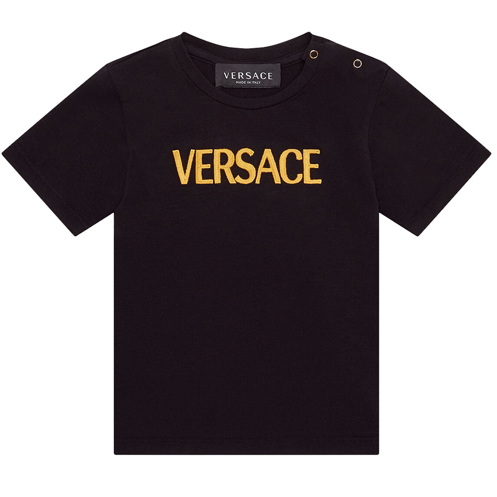 Versace Baby Boys Logo Embroidered T-Shirt Black