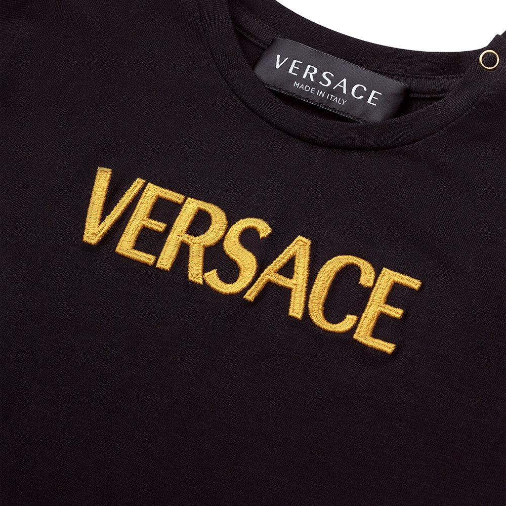 Versace Baby Boys Logo Embroidered T-Shirt Black