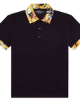 Versace Boys Baroccoflage Print Polo Shirt Black