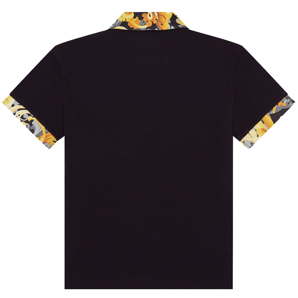 Versace Boys Baroccoflage Print Polo Shirt Black