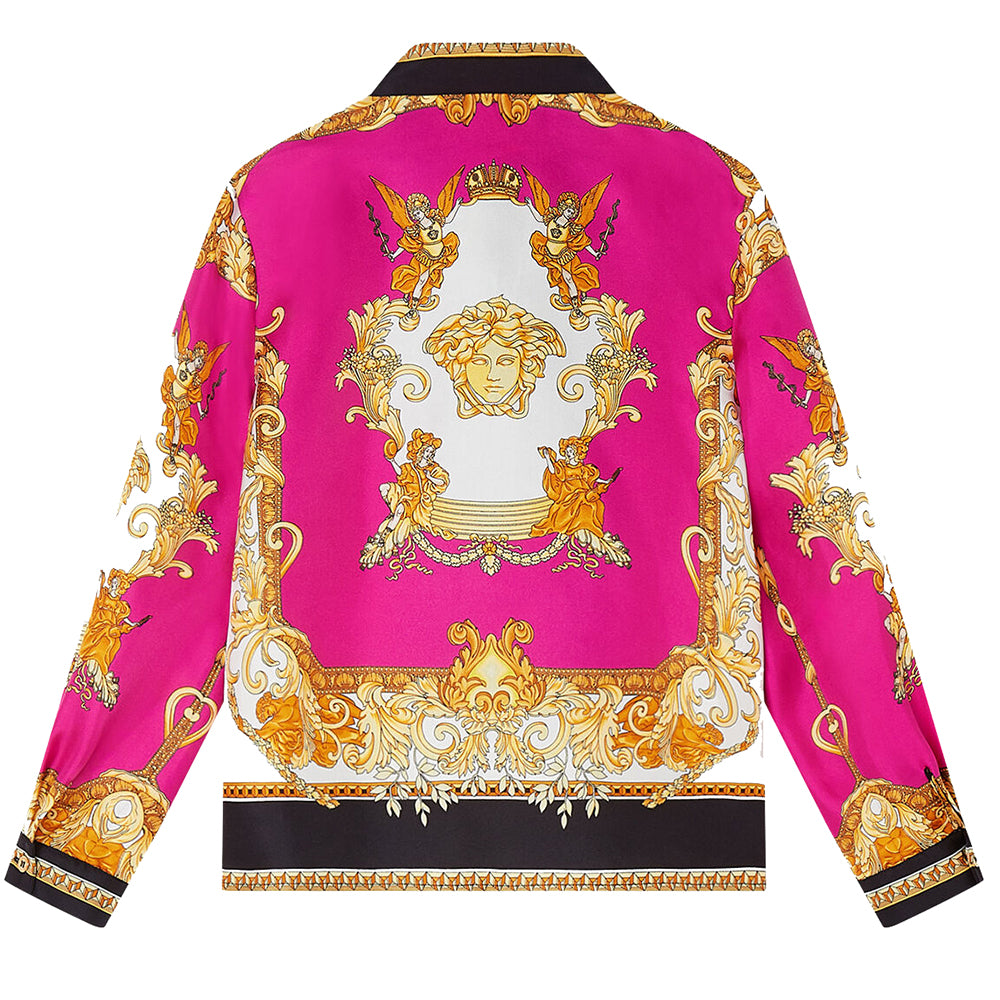 Versace Girls Medusa Renaissance Print Silk Shirt Multicoloured