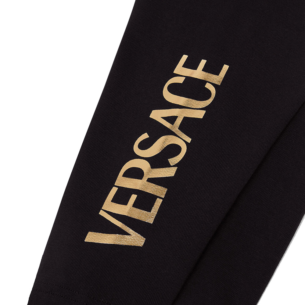 Versace Girls Logo Print Leggings Black