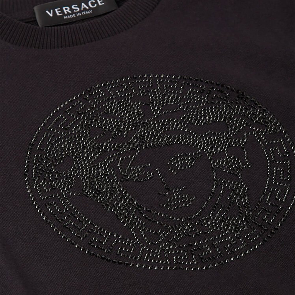 Versace Kids Unisex Crystal Medusa Sweatshirt Black