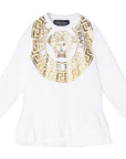 Versace Girls Medusa Print Sweatshirt Dress White