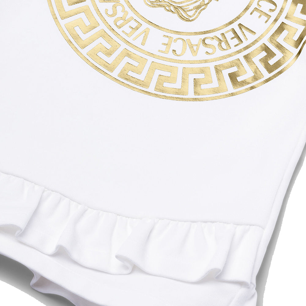 Versace Girls Medusa Print Sweatshirt Dress White