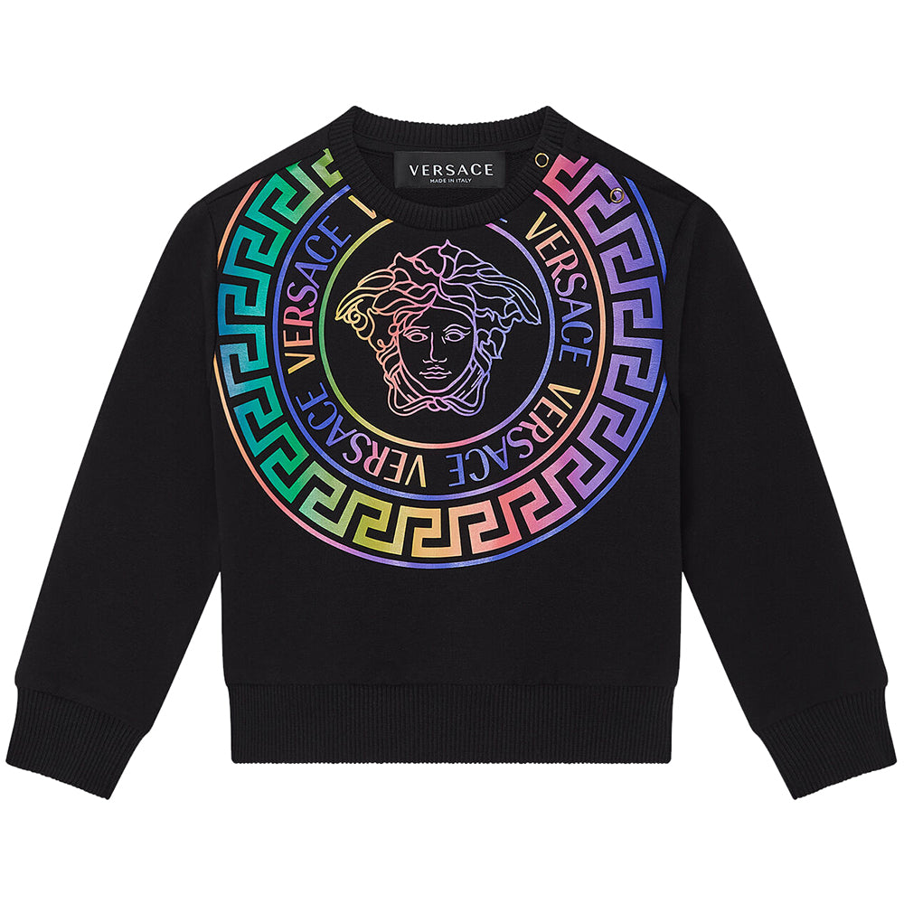 Versace Baby Girls Holographic Medusa Print Sweatshirt Black