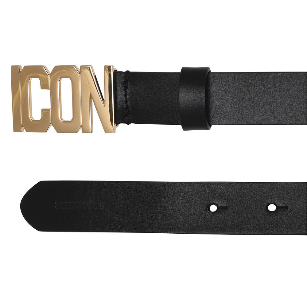 Dsquared2 Men&#39;s Gold ICON Belt Black