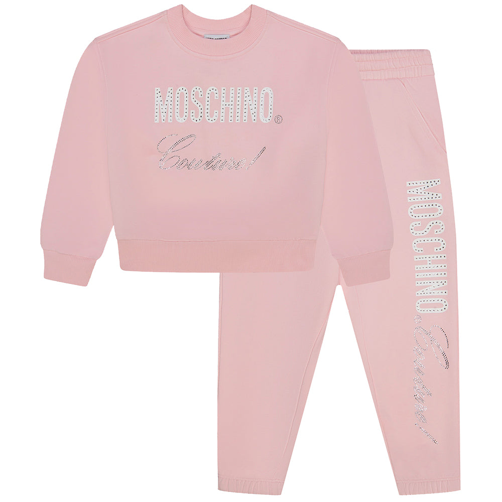 Moschino Unisex Kids Logo Cotton Tracksuit Pink — Maison Threads