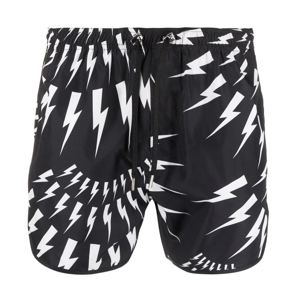 Neil Barrett Mens Thunderbolt Swim Shorts Black