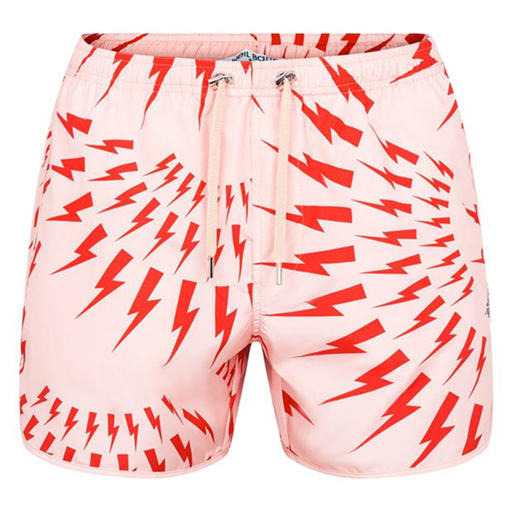 Neil Barrett Mens Crazy Bolt Swim Shorts Red