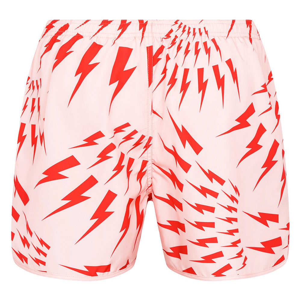 Neil Barrett Mens Crazy Bolt Swim Shorts Red