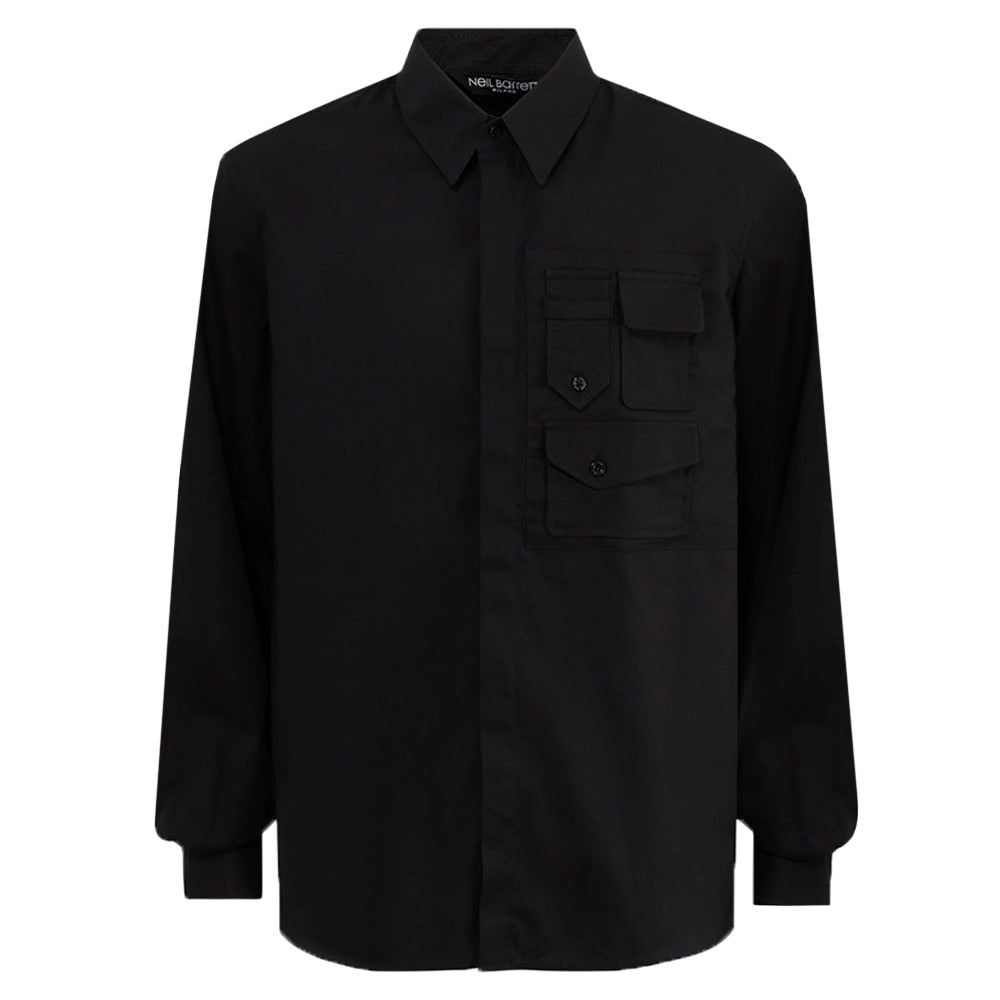 Neil Barrett Mens Military Pocket Shirt Black
