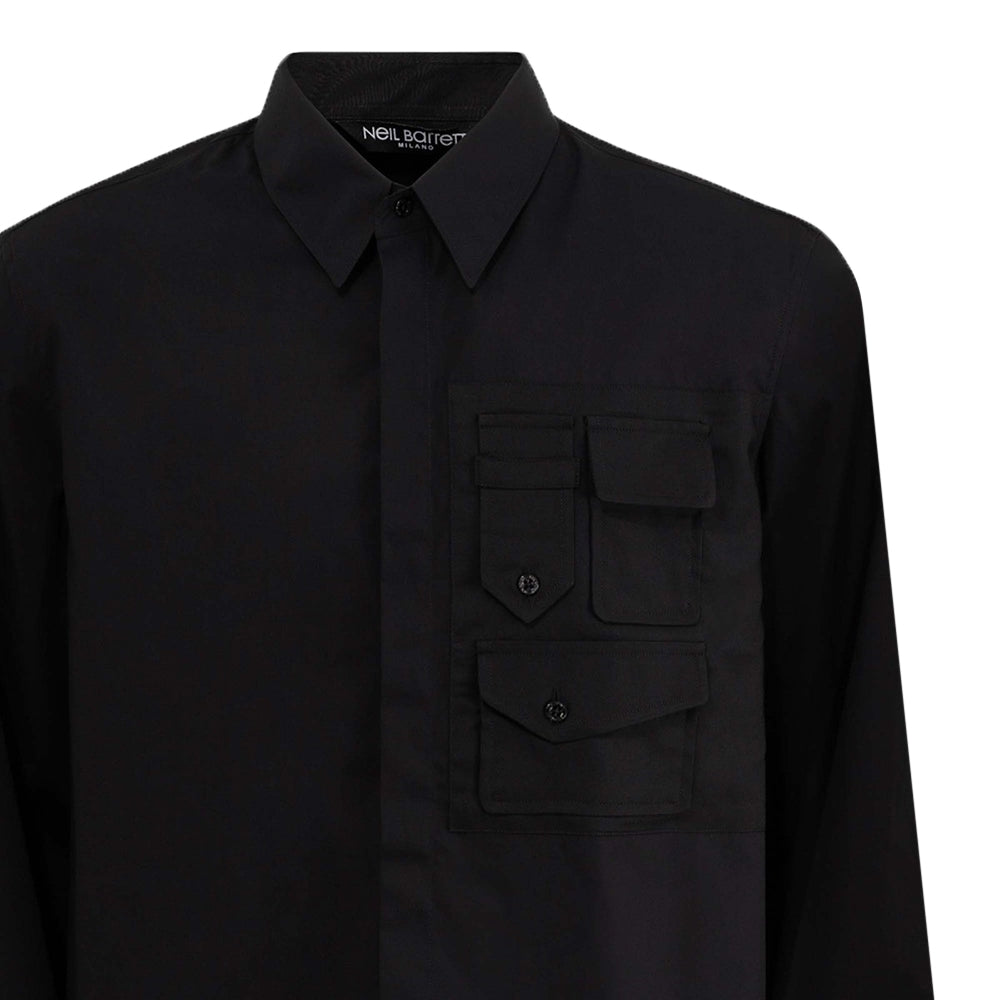 Neil Barrett Mens Military Pocket Shirt Black