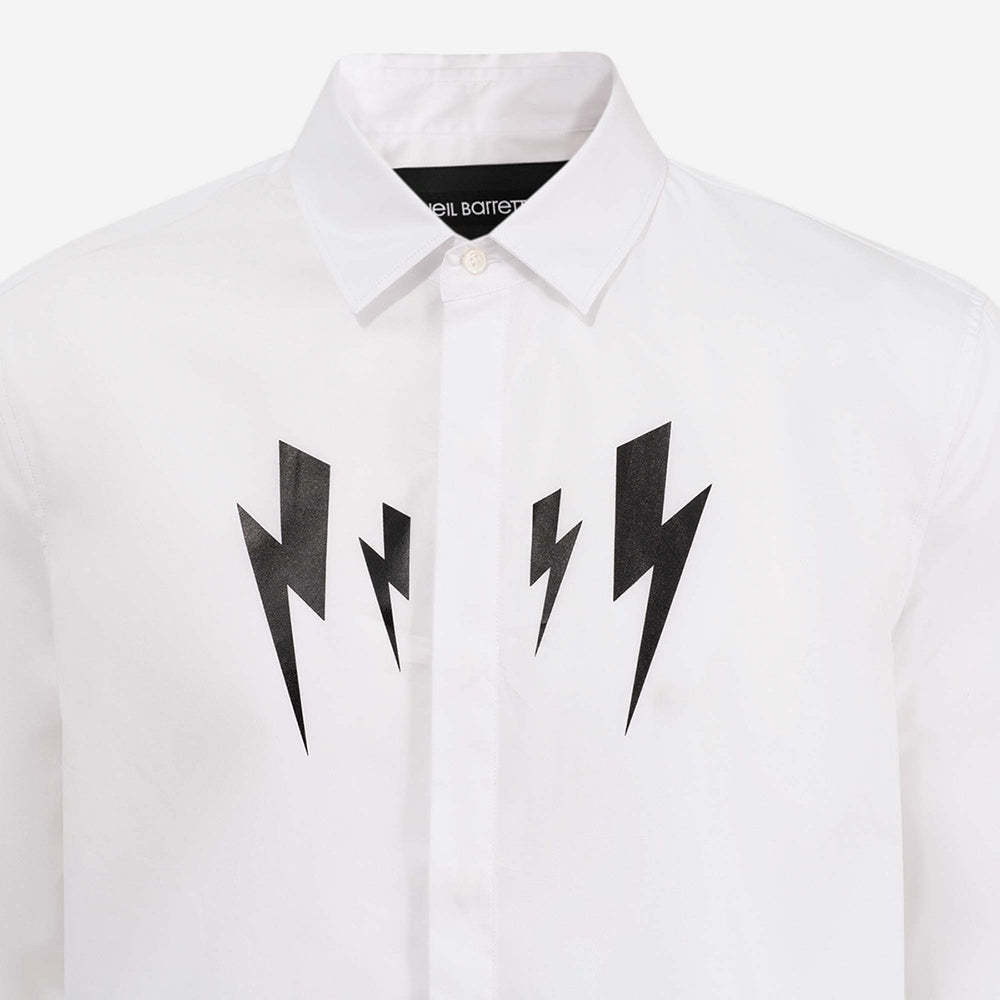 Neil Barrett Mens Mirrored Bolt Shirt White