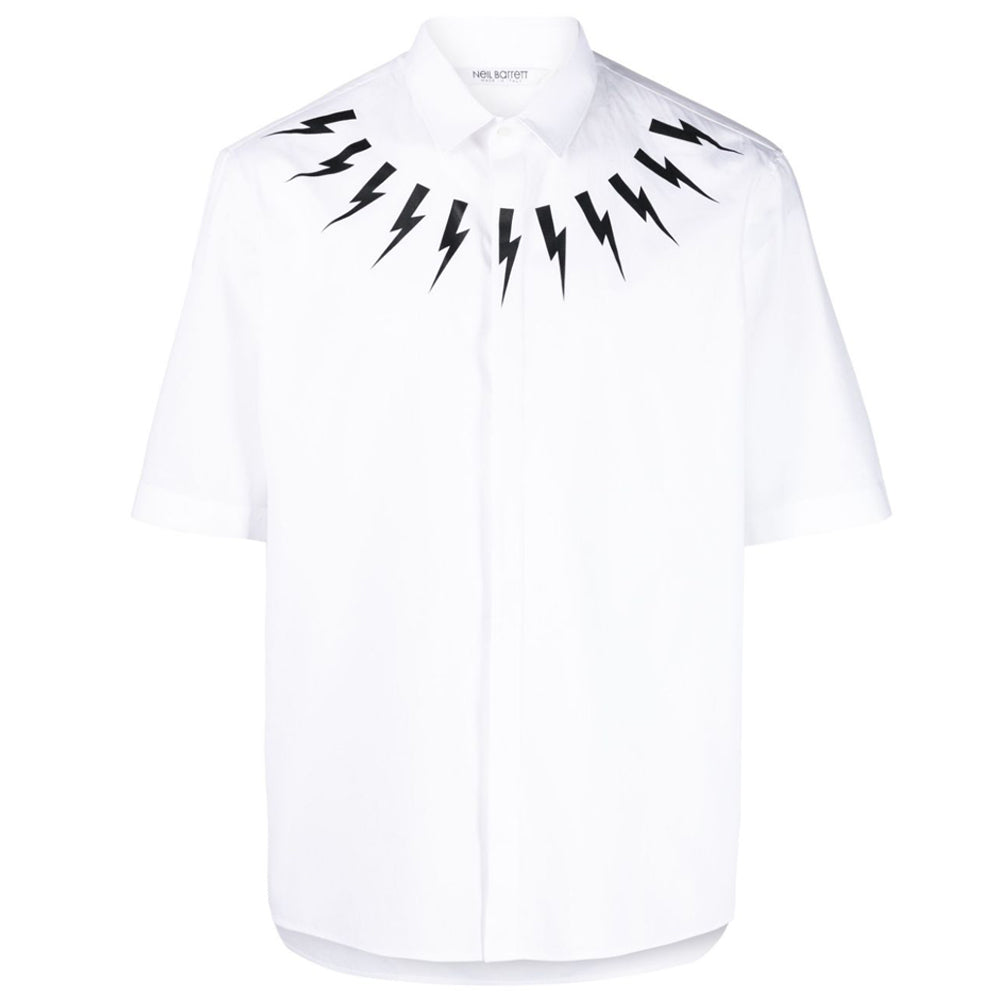 Neil Barrett Mens Bolt Half Sleeve Shirt white