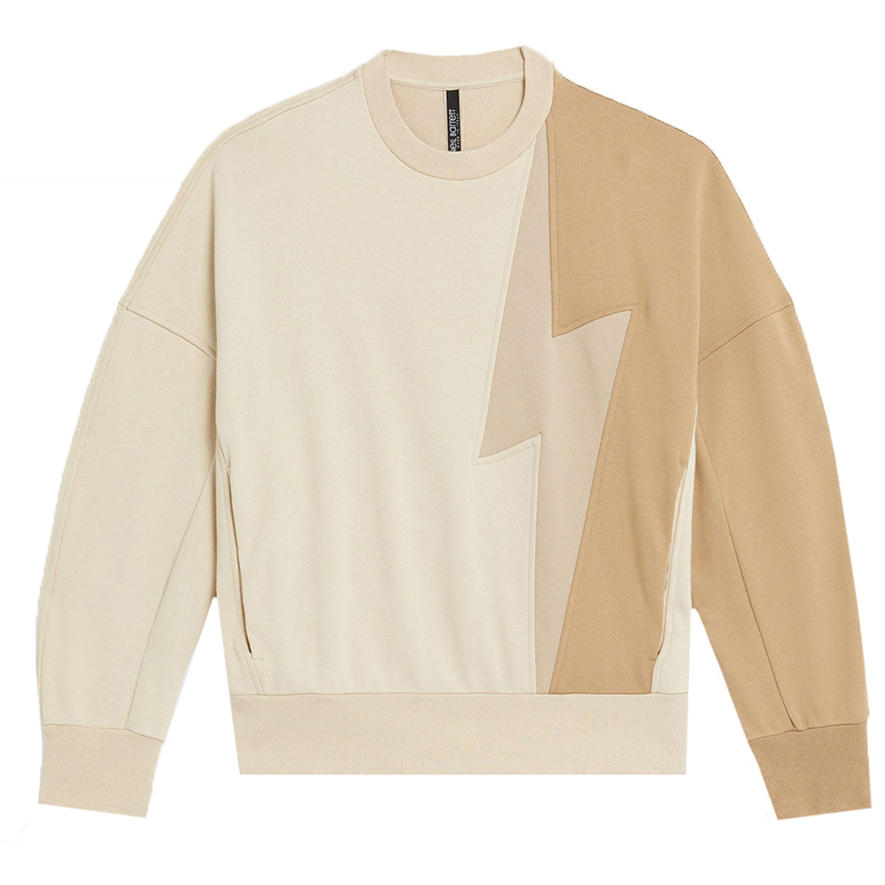 Neil Barrett Mens Tri-Colour Thunderbolt Sweater Beige