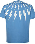 Neil Barrett Mens Fair Isle Thunderbolt T-shirt Blue