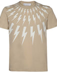 Neil Barrett Mens Fair Isle Thunderbolt T-shirt Beige