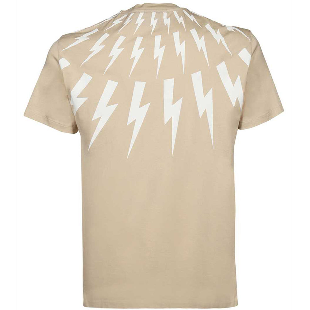 Neil Barrett Mens Fair Isle Thunderbolt T-shirt Beige