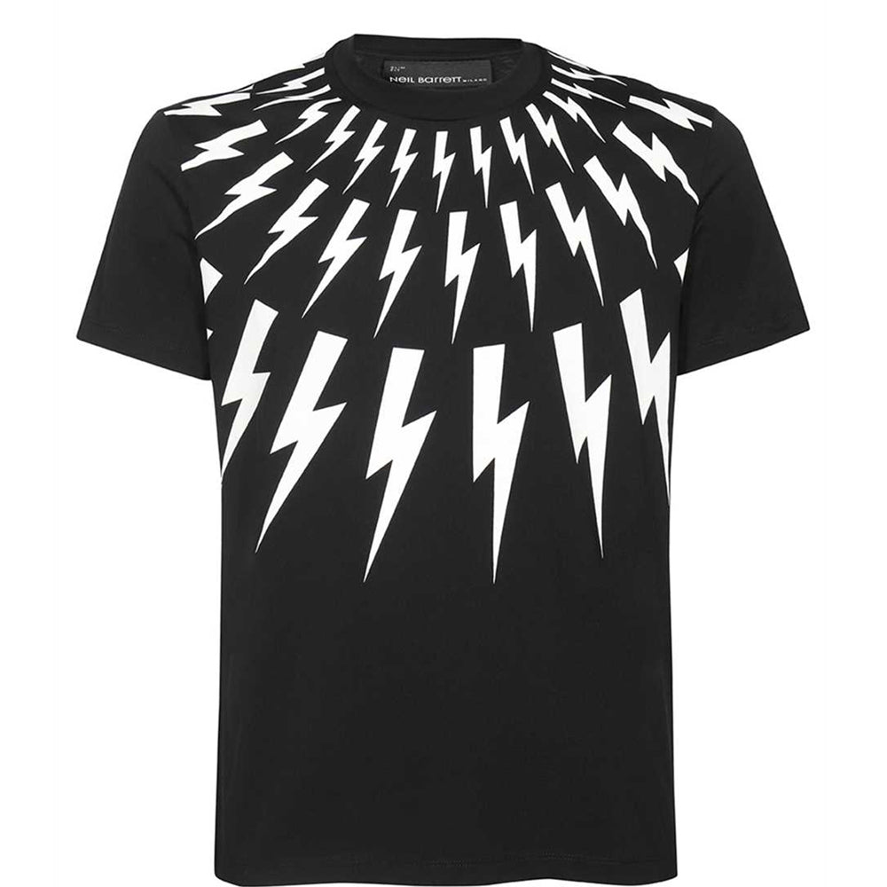 Neil Barrett Mens Fair Isle Thunderbolt T-shirt Black