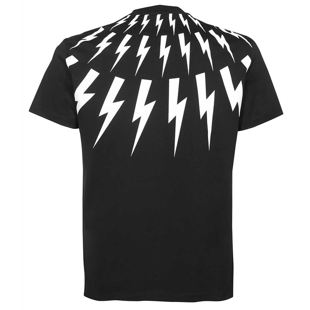 Neil Barrett Mens Fair Isle Thunderbolt T-shirt Black