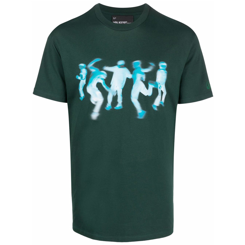 Neil Barrett Mens Blurred Dancer T-shirt  Green