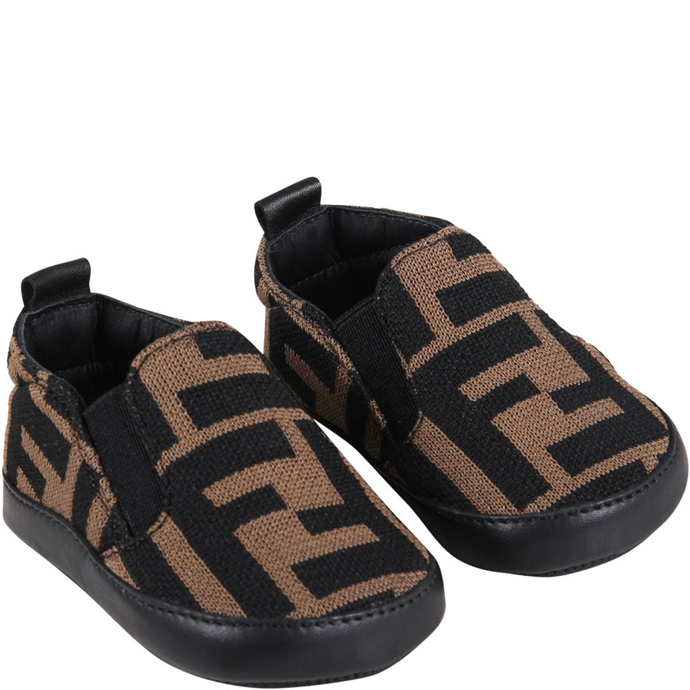 Fendi Baby Unisex FF Sneakers Brown