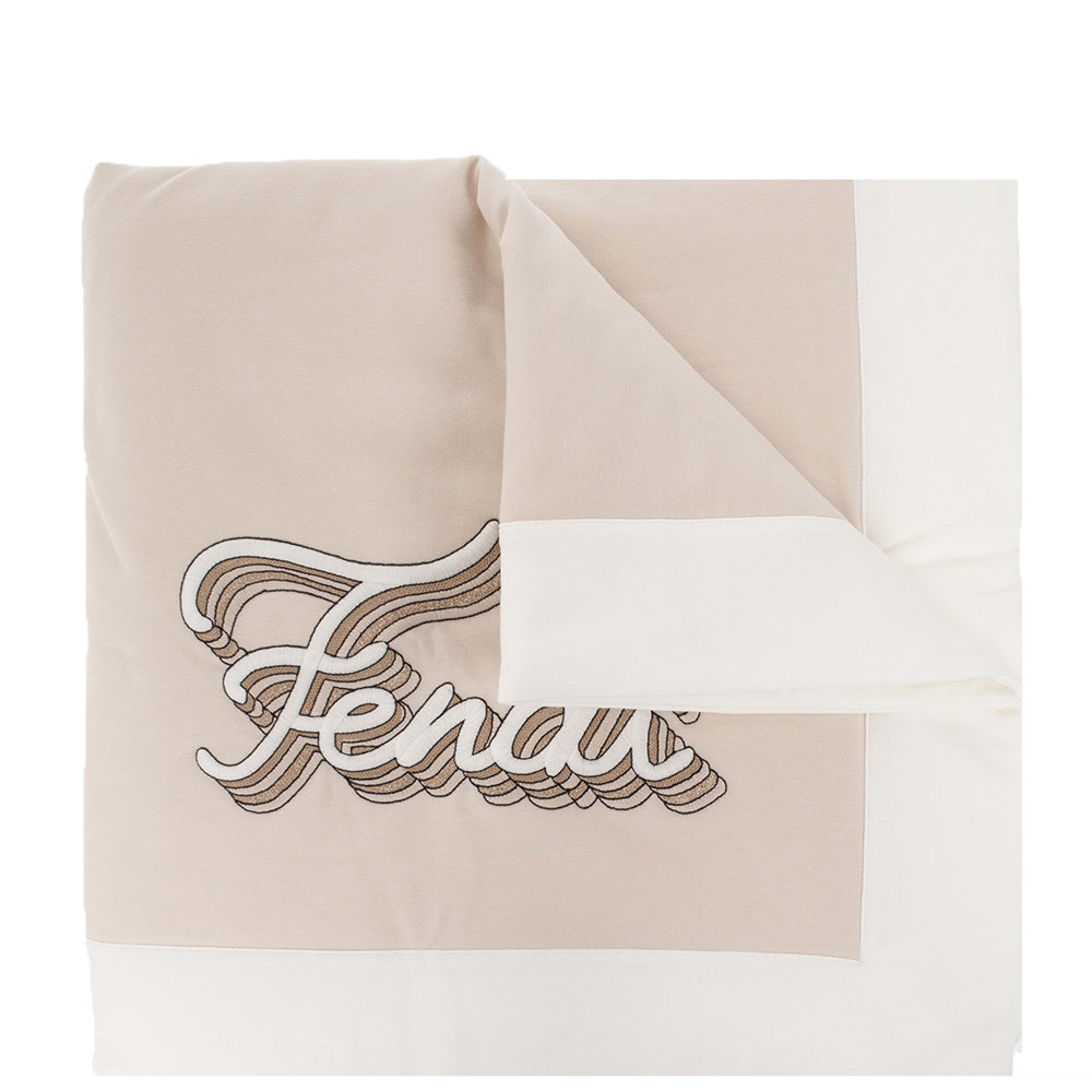 Fendi Baby Unisex Logo Blanket Beige