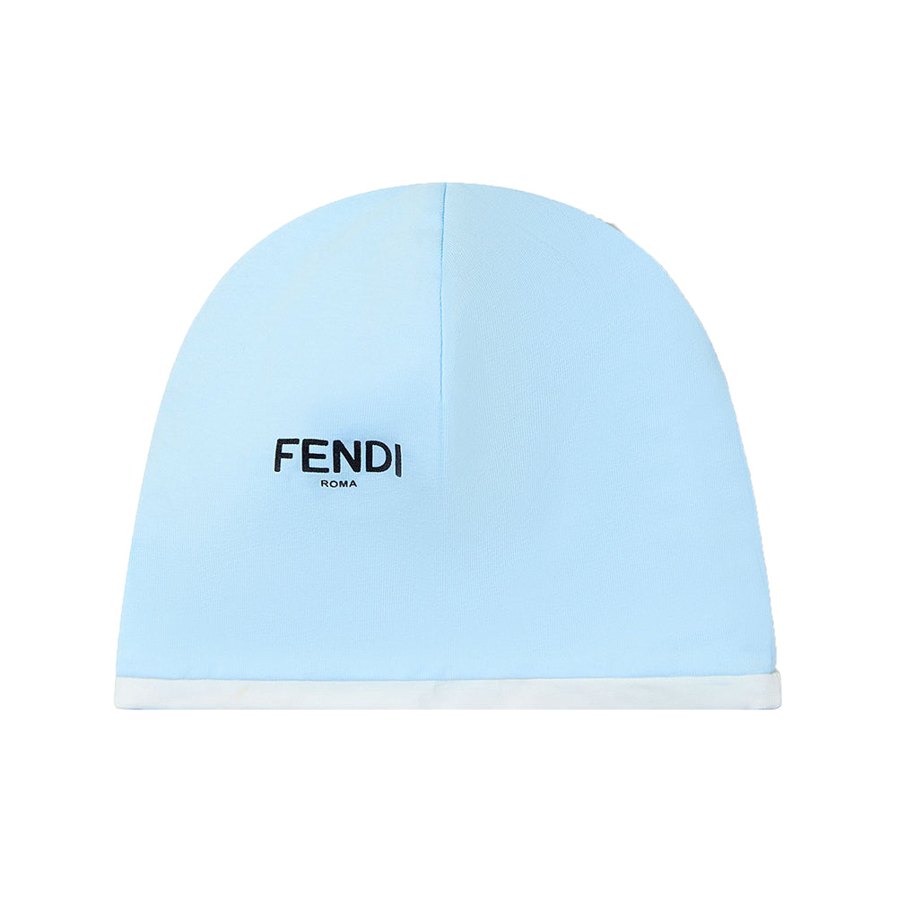 Fendi Baby Boys Bear Logo Babygrow And Hat Set Blue
