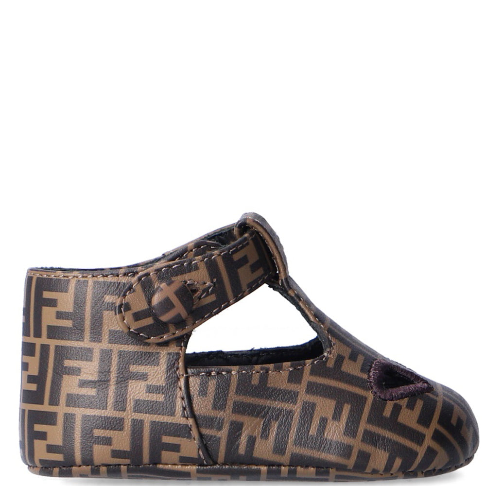 Fendi Babys Unisex FF  Logo Shoes Brown