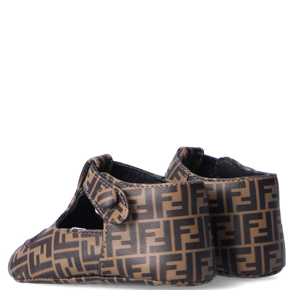 Fendi Babys Unisex FF  Logo Shoes Brown