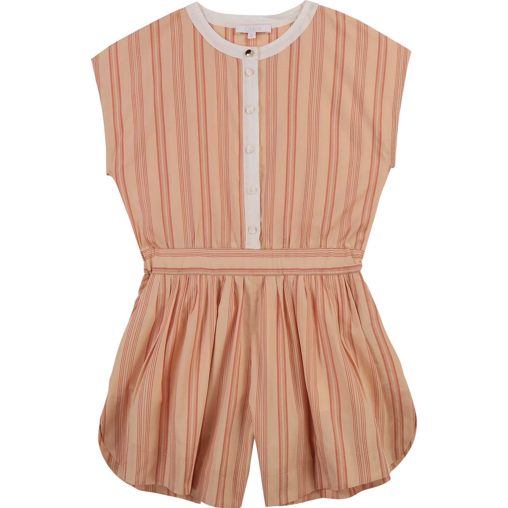 Chloé Girls Pink Stripe Cotton Playsuit