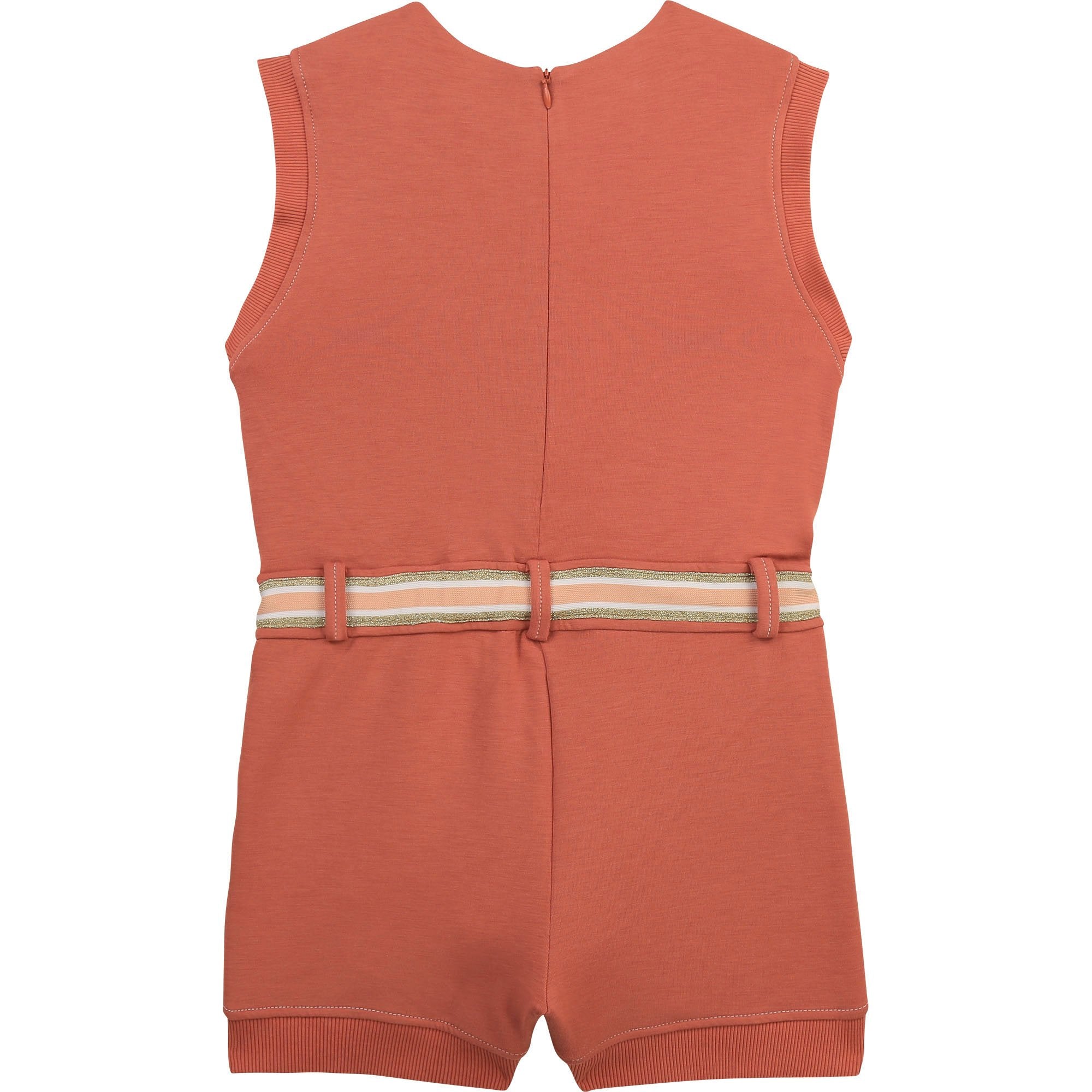 Chloé Girls Brick Pink Jersey Cotton Jumpsuit