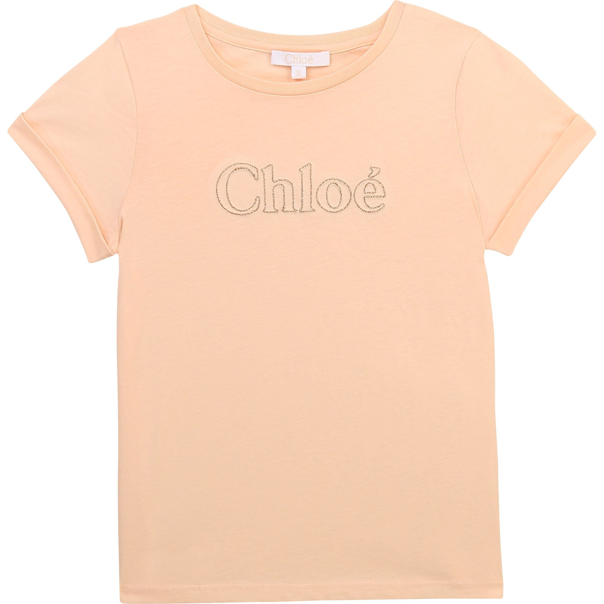 Chloé Girls Pale Pink Cotton Logo T-Shirt