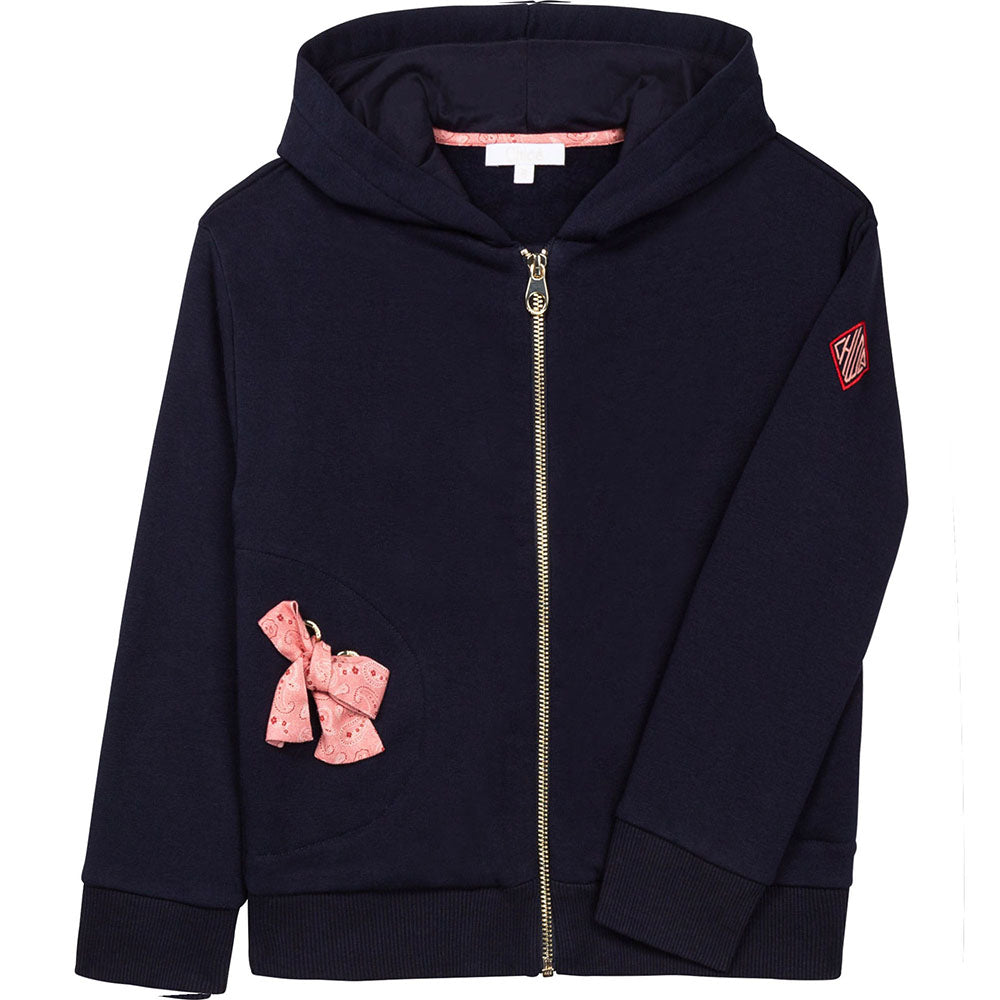 Chloe Girls Bow Hoodie Navy