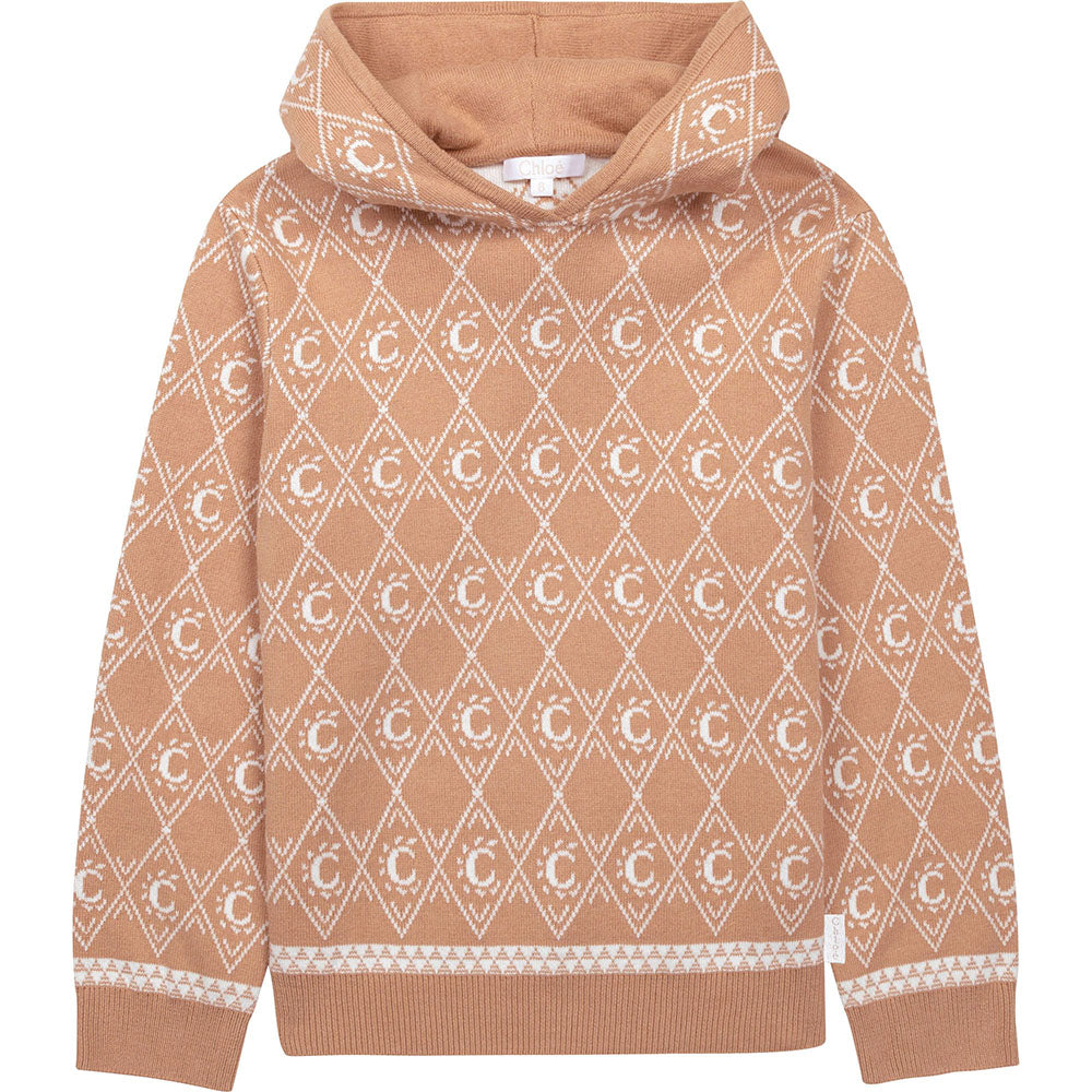 Chloe Girls Knitted Hoodie Brown