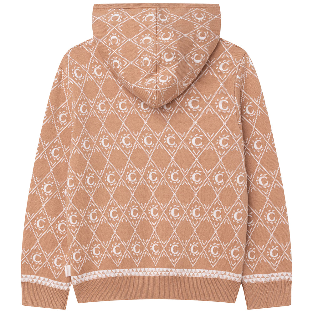 Chloe Girls Knitted Hoodie Brown