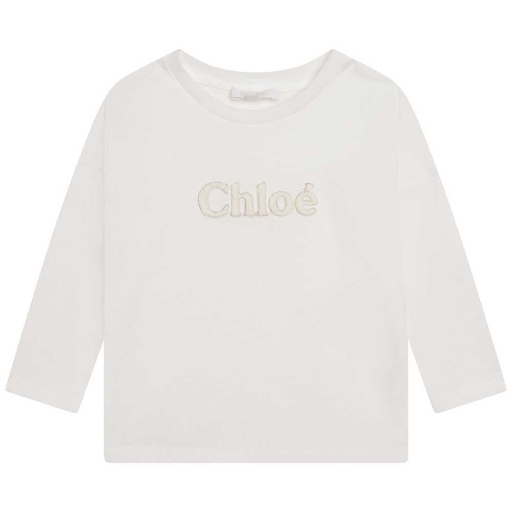 Chloe Girls Embroidered Long Sleeve T-shirt White