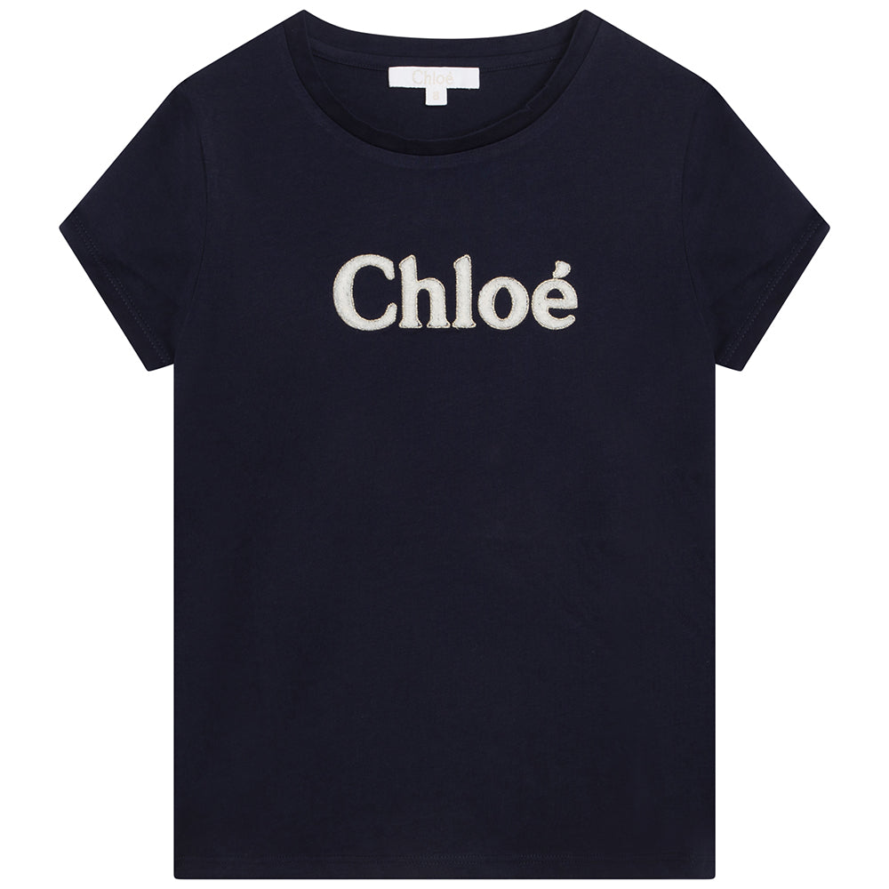 Chloe Girls Embroidered T-shirt Navy