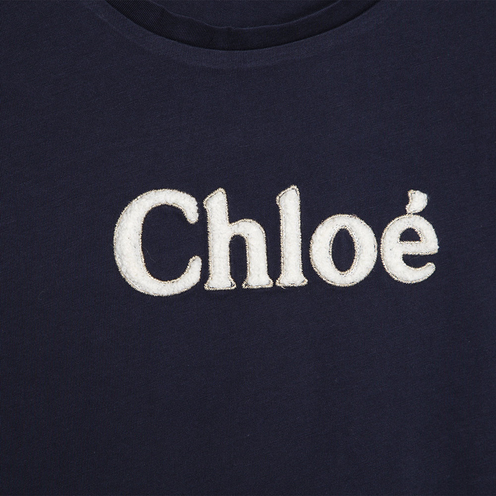 Chloe Girls Embroidered T-shirt Navy