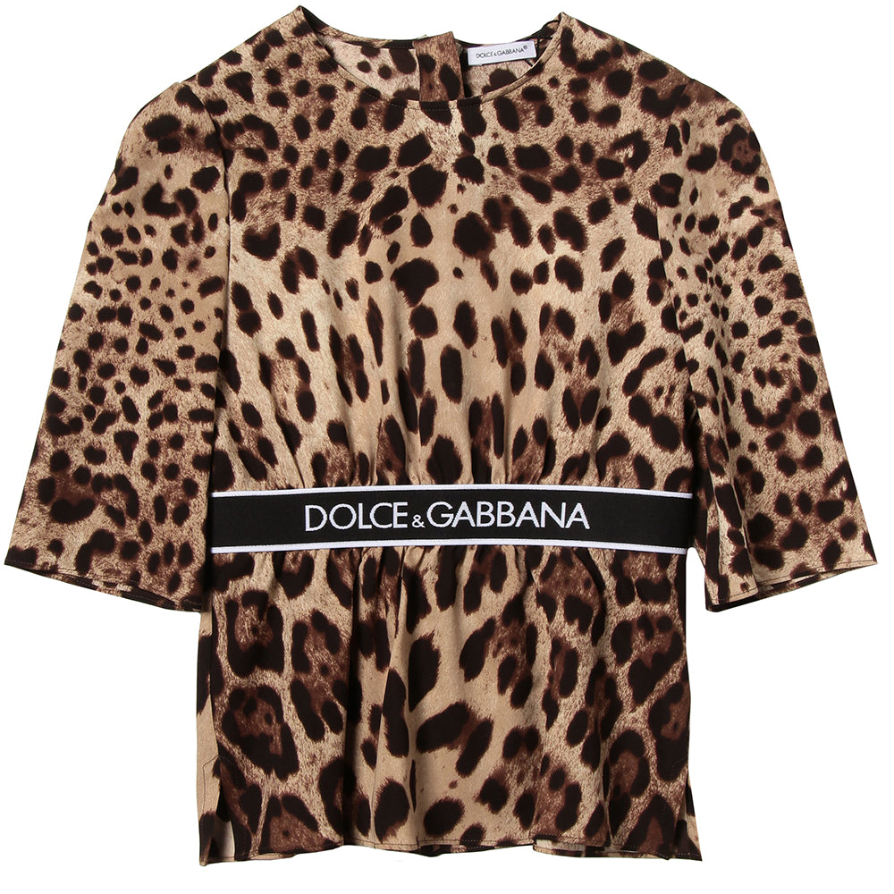 Dolce &amp; Gabbana Girls Leopard Print Blouse Brown