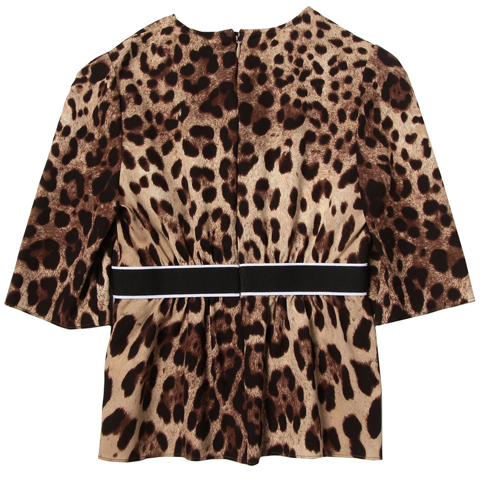 Dolce &amp; Gabbana Girls Leopard Print Blouse Brown