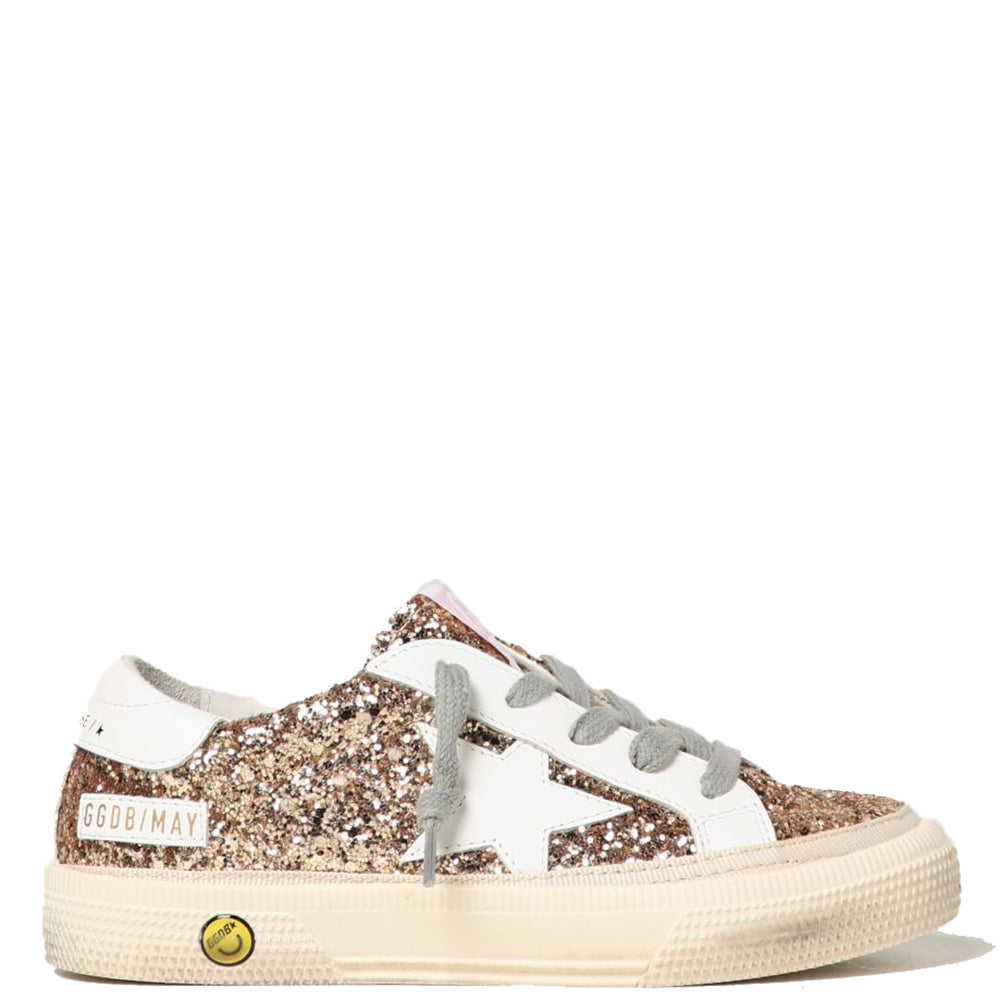 Golden Goose Girls May Glitter Sneakers Gold