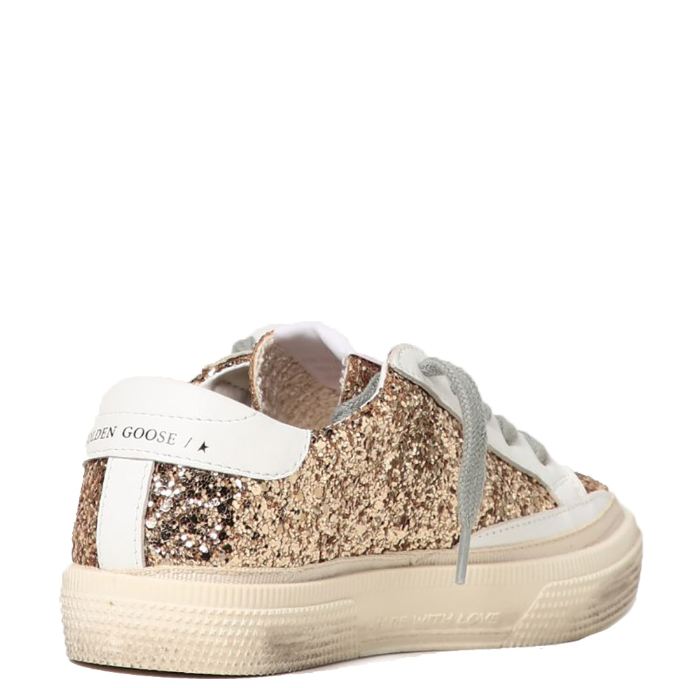 Golden Goose Girls May Glitter Sneakers Gold