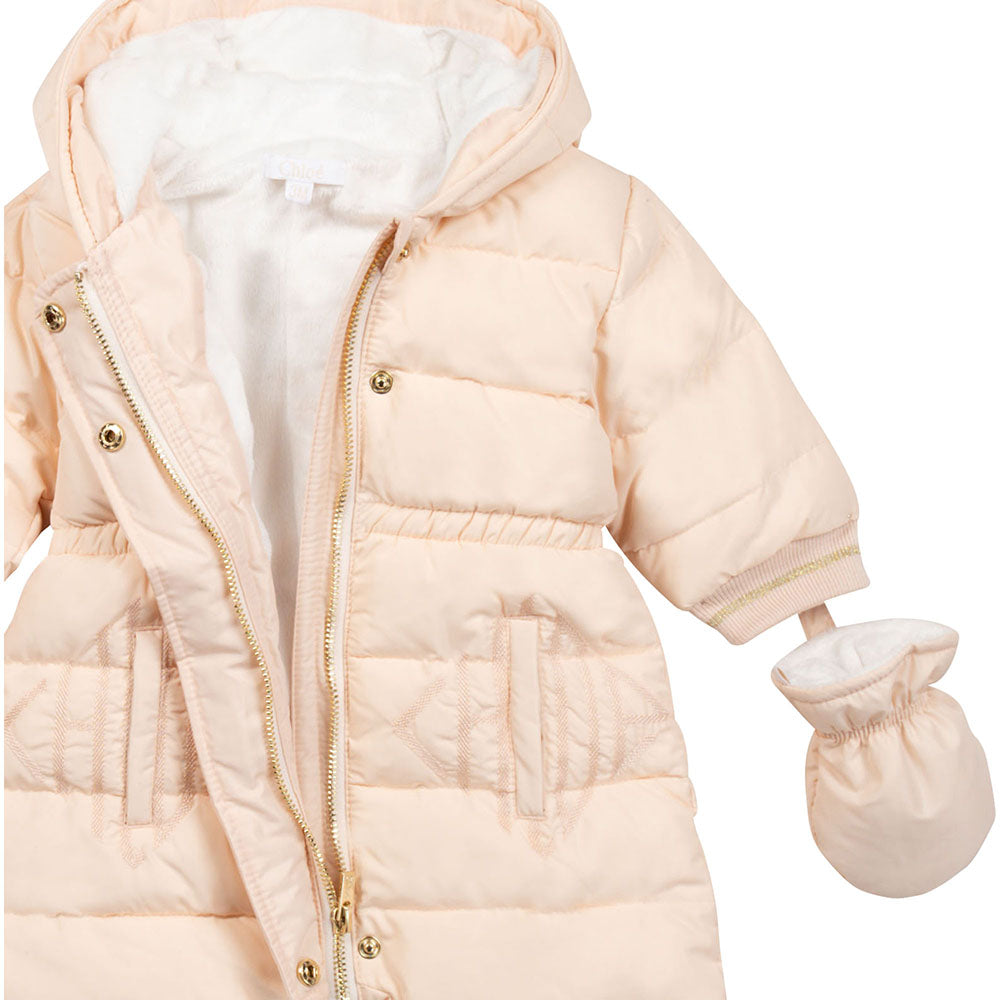Chloe Baby Girls Hooded Snowsuit Pink