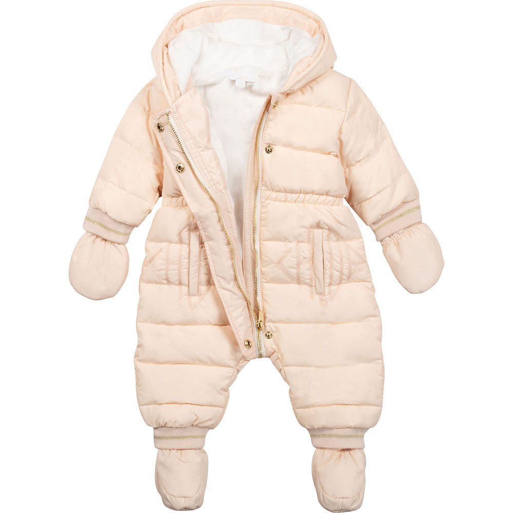 Chloe Baby Girls Hooded Snowsuit Pink