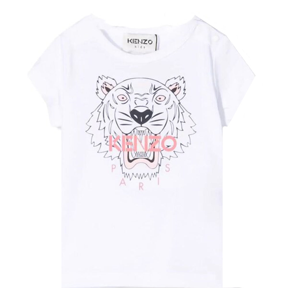 Kenzo Baby Girls Tiger Print T-Shirt White
