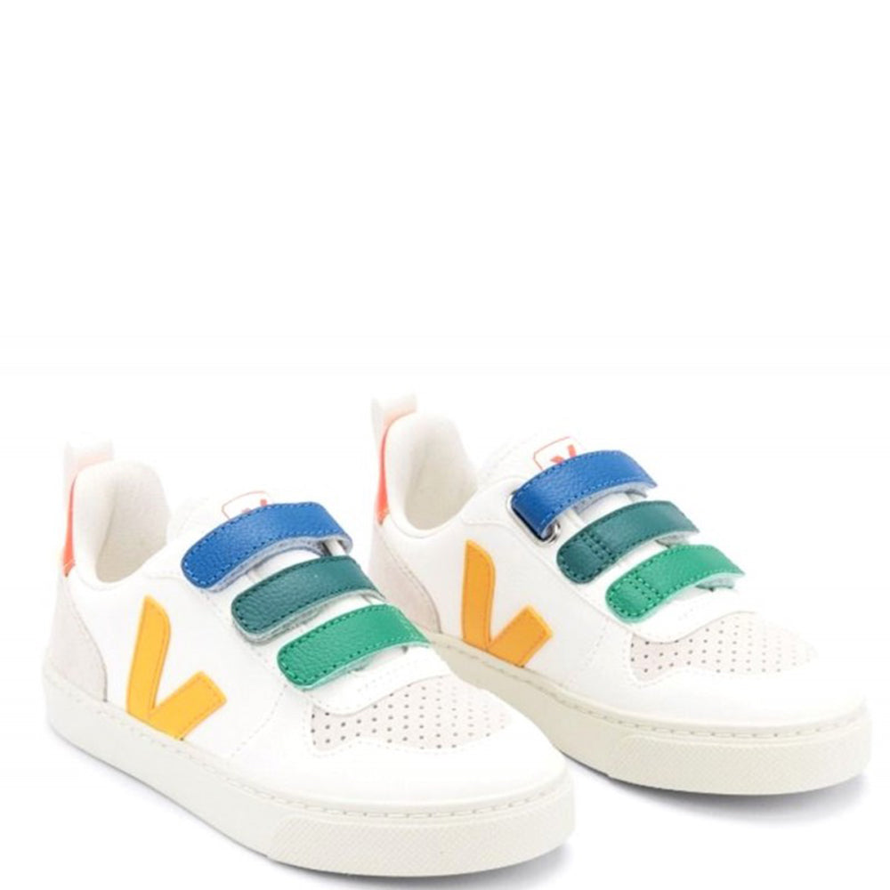 Veja Unisex Baby V-10 Velcro Strap Sneakers White